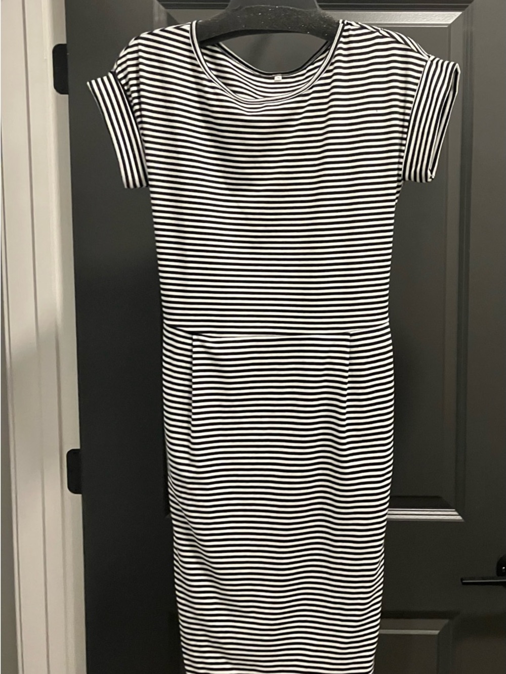 SHEIN Black and White Striped Midi Dress